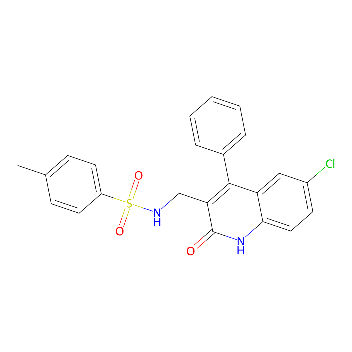 N-[(6-chloro-2-oxo-4-phenyl-1H-quinolin-3-yl)methyl]-4-methylbenzenesulfonamide molecular structure, CAS 381696-85-1