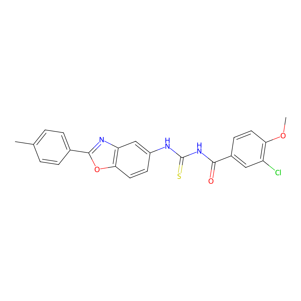 3-chloro-4-methoxy-N-[[2-(4-methylphenyl)-1,3-benzoxazol-5-yl]carbamothioyl]benzamide molecular structure, CAS 381697-16-1