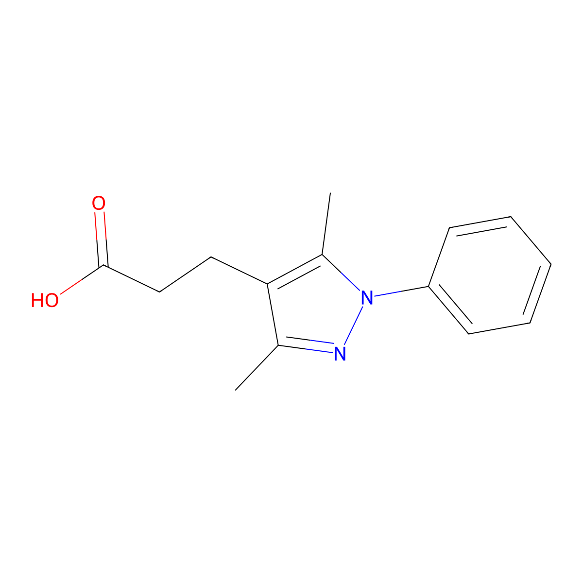 3-(3,5-dimethyl-1-phenyl-1H-pyrazol-4-yl)propanoic acid molecular structure, CAS 381697-36-5