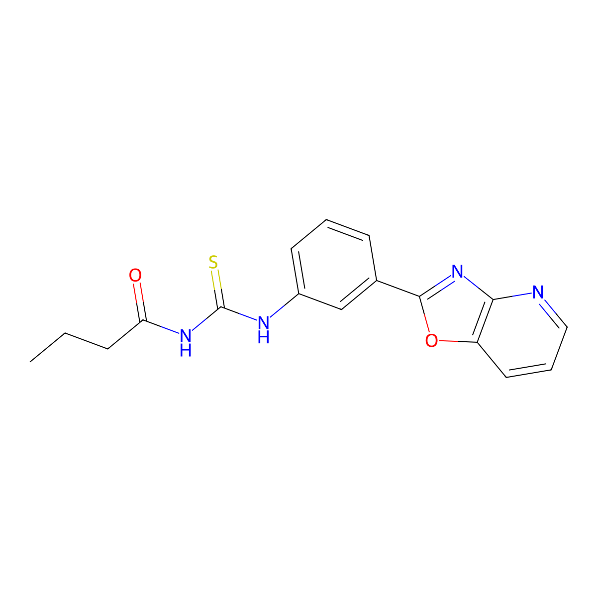 N-[[3-([1,3]oxazolo[4,5-b]pyridin-2-yl)phenyl]carbamothioyl]butanamide molecular structure, CAS 381697-96-7