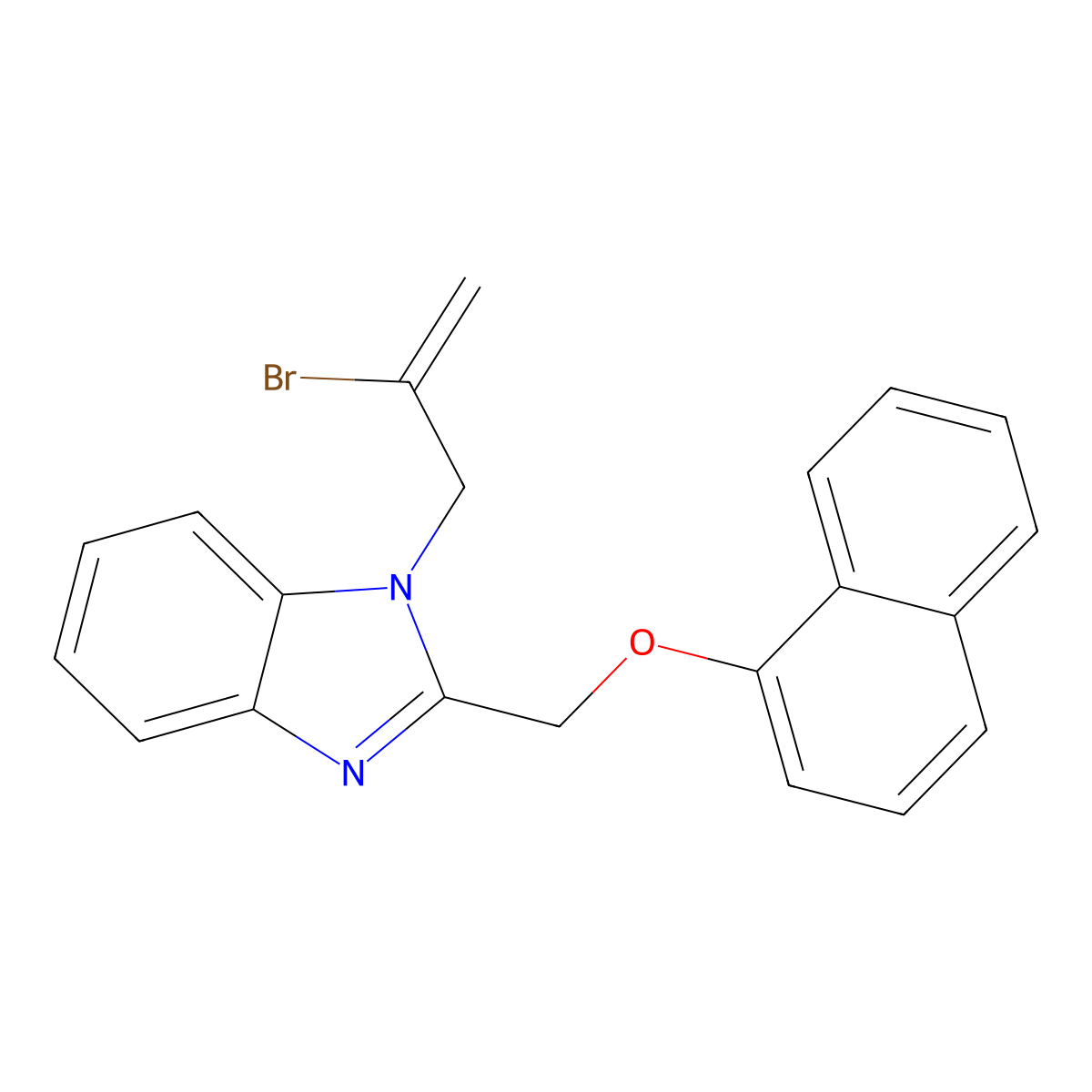 1-(2-Bromoprop-2-enyl)-2-(naphthalen-1-yloxymethyl)benzimidazole molecular structure, CAS 381698-00-6