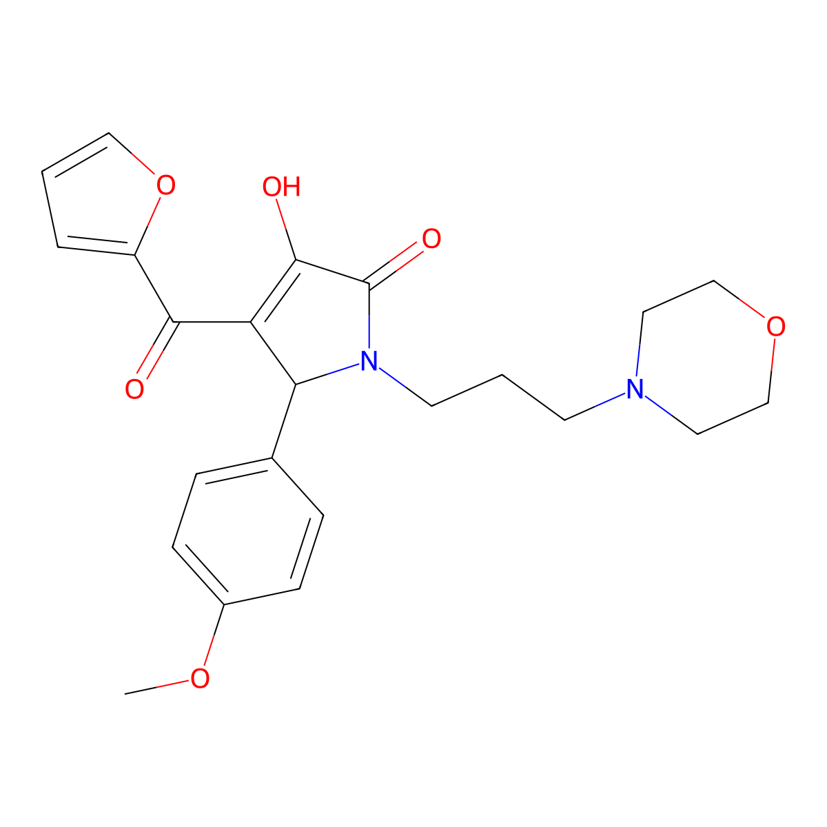 4-(furan-2-carbonyl)-3-hydroxy-5-(4-methoxyphenyl)-1-[3-(morpholin-4-yl)propyl]-2,5-dihydro-1H-pyrrol-2-one molecular structure, CAS 381698-77-7