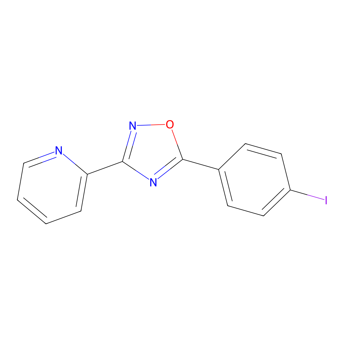 2-[5-(4-Iodophenyl)-1,2,4-oxadiazol-3-yl]pyridine molecular structure, CAS 381698-98-2