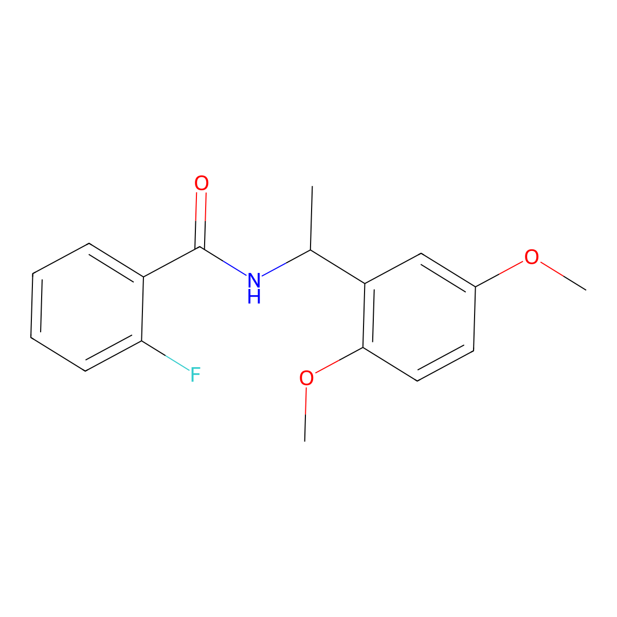 N-(1-(2,5-dimethoxyphenyl)ethyl)-2-fluorobenzamide molecular structure, CAS 381699-18-9