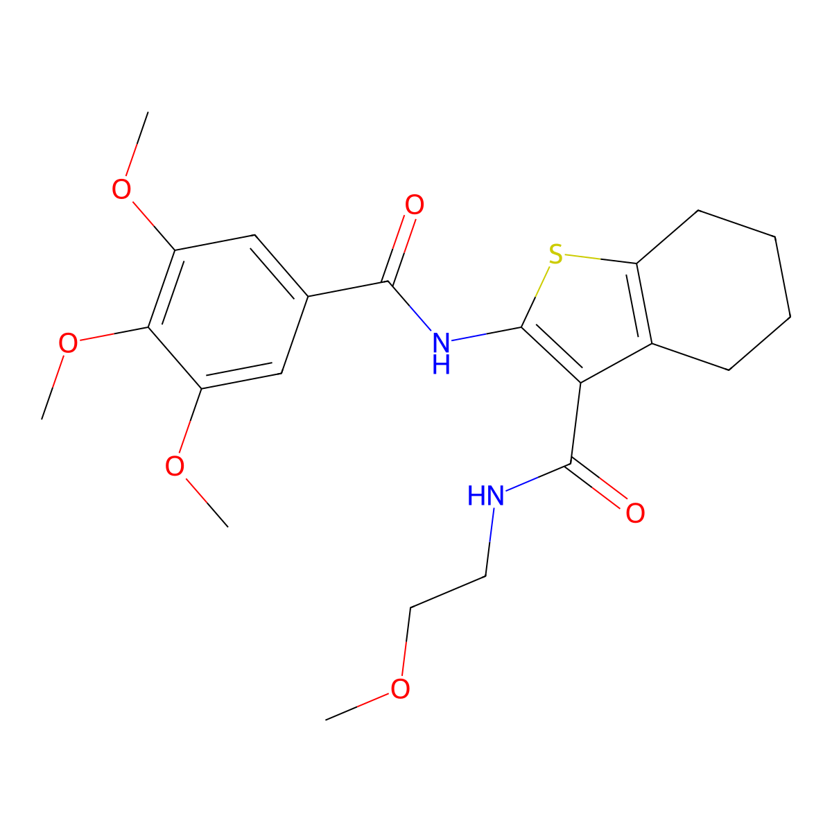 N-(2-methoxyethyl)-2-(3,4,5-trimethoxybenzamido)-4,5,6,7-tetrahydro-1-benzothiophene-3-carboxamide molecular structure, CAS 381699-55-4