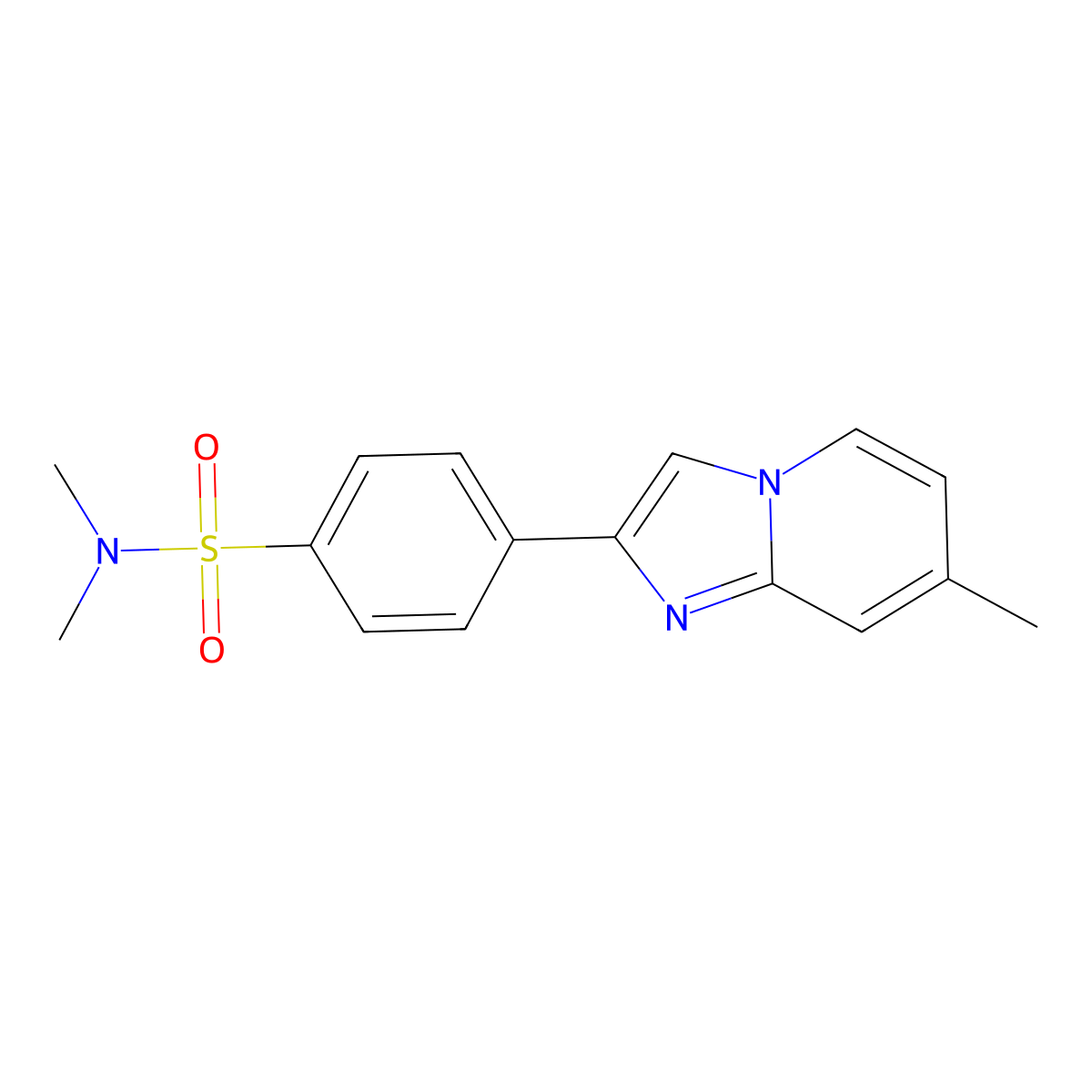 N,N-dimethyl-4-(7-methylimidazo[1,2-a]pyridin-2-yl)benzenesulfonamide molecular structure, CAS 381699-70-3