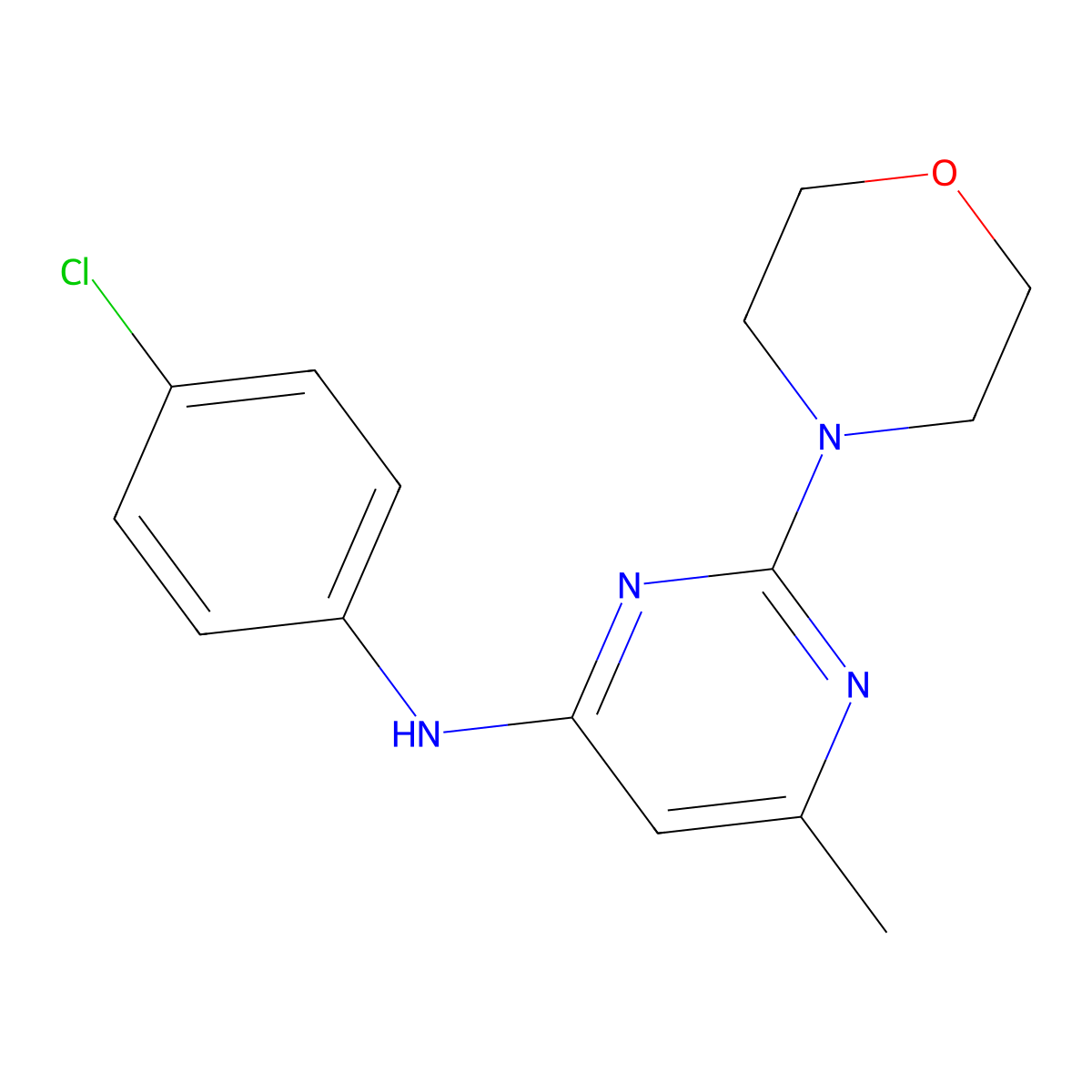 N-(4-chlorophenyl)-6-methyl-2-morpholin-4-ylpyrimidin-4-amine molecular structure, CAS 381699-94-1