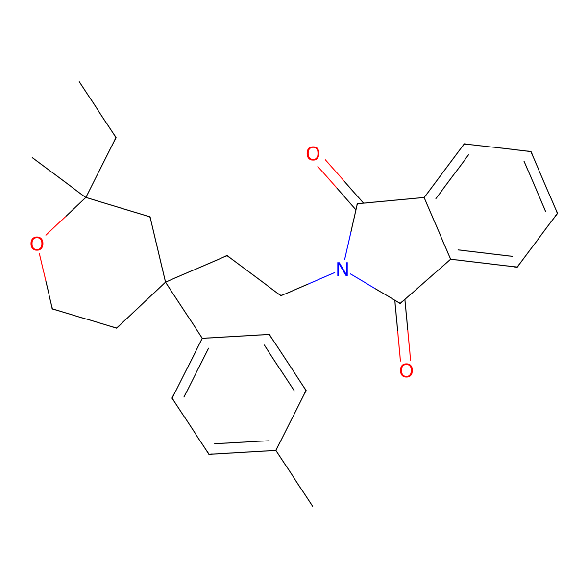 2-{2-[2-ethyl-2-methyl-4-(4-methylphenyl)tetrahydro-2H-pyran-4-yl]ethyl}-1H-isoindole-1,3(2H)-dione molecular structure, CAS 381700-02-3