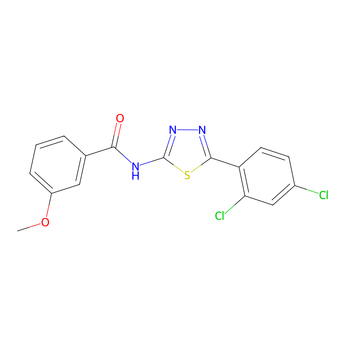 N-[5-(2,4-dichlorophenyl)-1,3,4-thiadiazol-2-yl]-3-methoxybenzamide molecular structure, CAS 381700-05-6