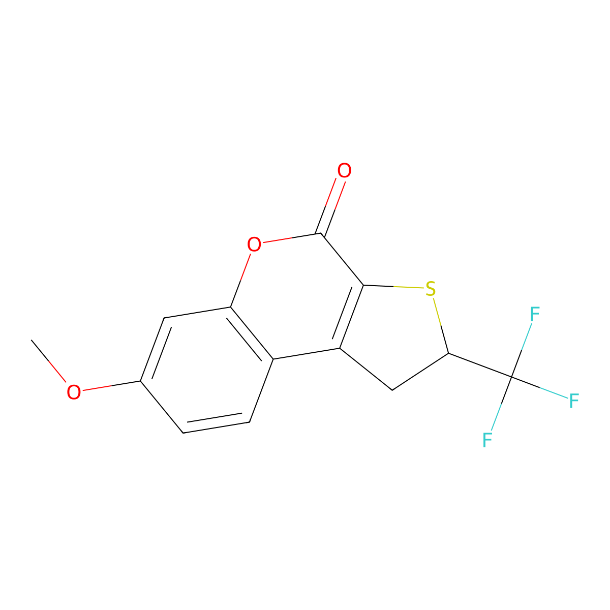 7-methoxy-2-(trifluoromethyl)-1,2-dihydro-4H-thieno[2,3-c]chromen-4-one molecular structure, CAS 381700-17-0