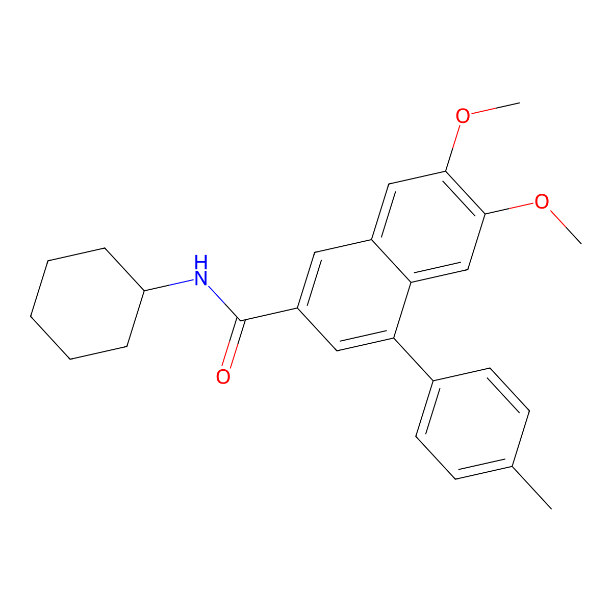 N-cyclohexyl-6,7-dimethoxy-4-(4-methylphenyl)naphthalene-2-carboxamide molecular structure, CAS 381700-23-8