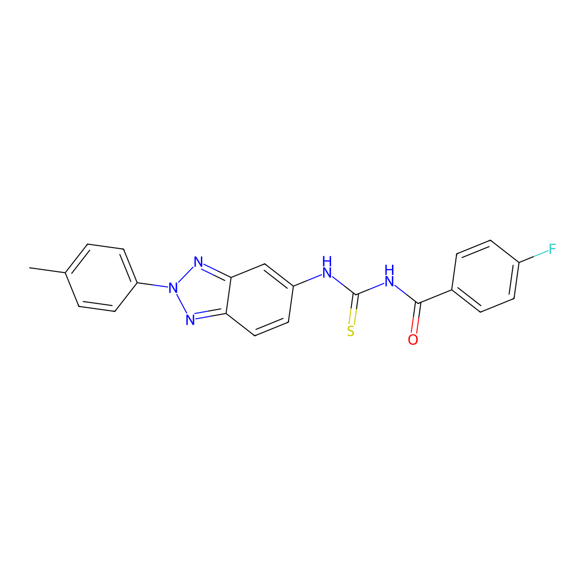 4-fluoro-N-[[2-(4-methylphenyl)benzotriazol-5-yl]carbamothioyl]benzamide molecular structure, CAS 381700-67-0