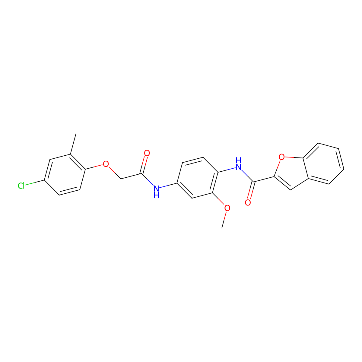 N-(4-{[(4-chloro-2-methylphenoxy)acetyl]amino}-2-methoxyphenyl)-1-benzofuran-2-carboxamide molecular structure, CAS 381700-86-3