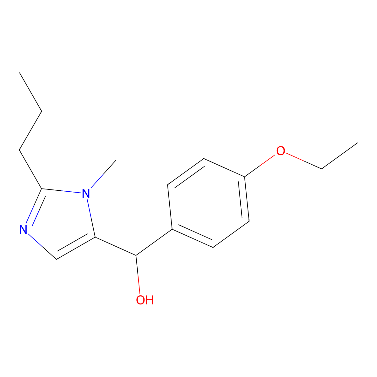 (4-ethoxyphenyl)(1-methyl-2-propyl-1H-imidazol-5-yl)methanol molecular structure, CAS 381701-49-1