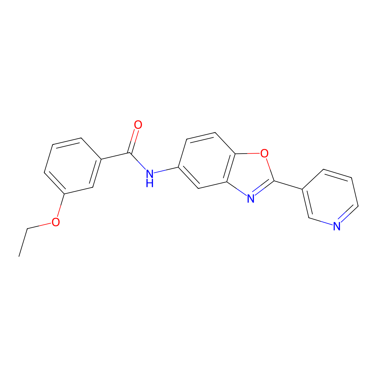 3-ethoxy-N-[2-(pyridin-3-yl)-1,3-benzoxazol-5-yl]benzamide molecular structure, CAS 381701-54-8