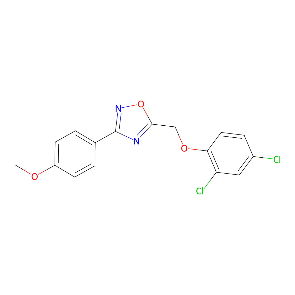 5-[(2,4-Dichlorophenoxy)methyl]-3-(4-methoxyphenyl)-1,2,4-oxadiazole molecular structure, CAS 381701-64-0