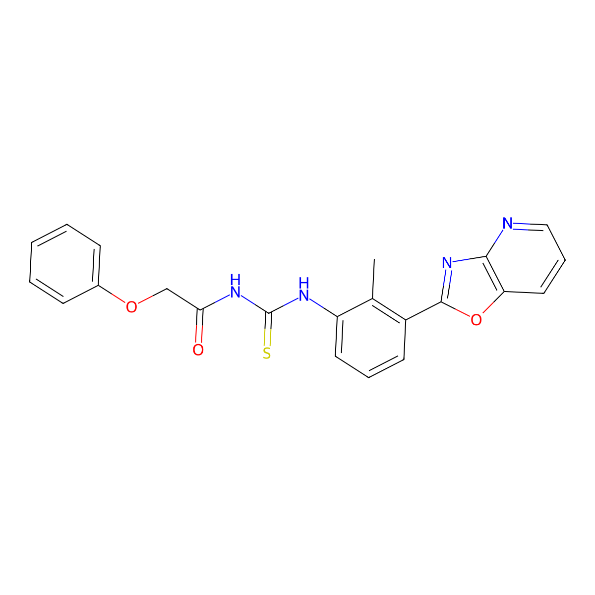 N-[[2-methyl-3-([1,3]oxazolo[4,5-b]pyridin-2-yl)phenyl]carbamothioyl]-2-phenoxyacetamide molecular structure, CAS 381701-92-4