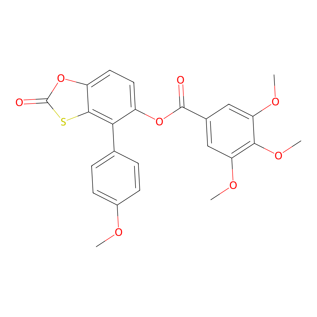 4-(4-Methoxyphenyl)-2-oxo-1,3-benzoxathiol-5-yl 3,4,5-trimethoxybenzoate molecular structure, CAS 381702-08-5