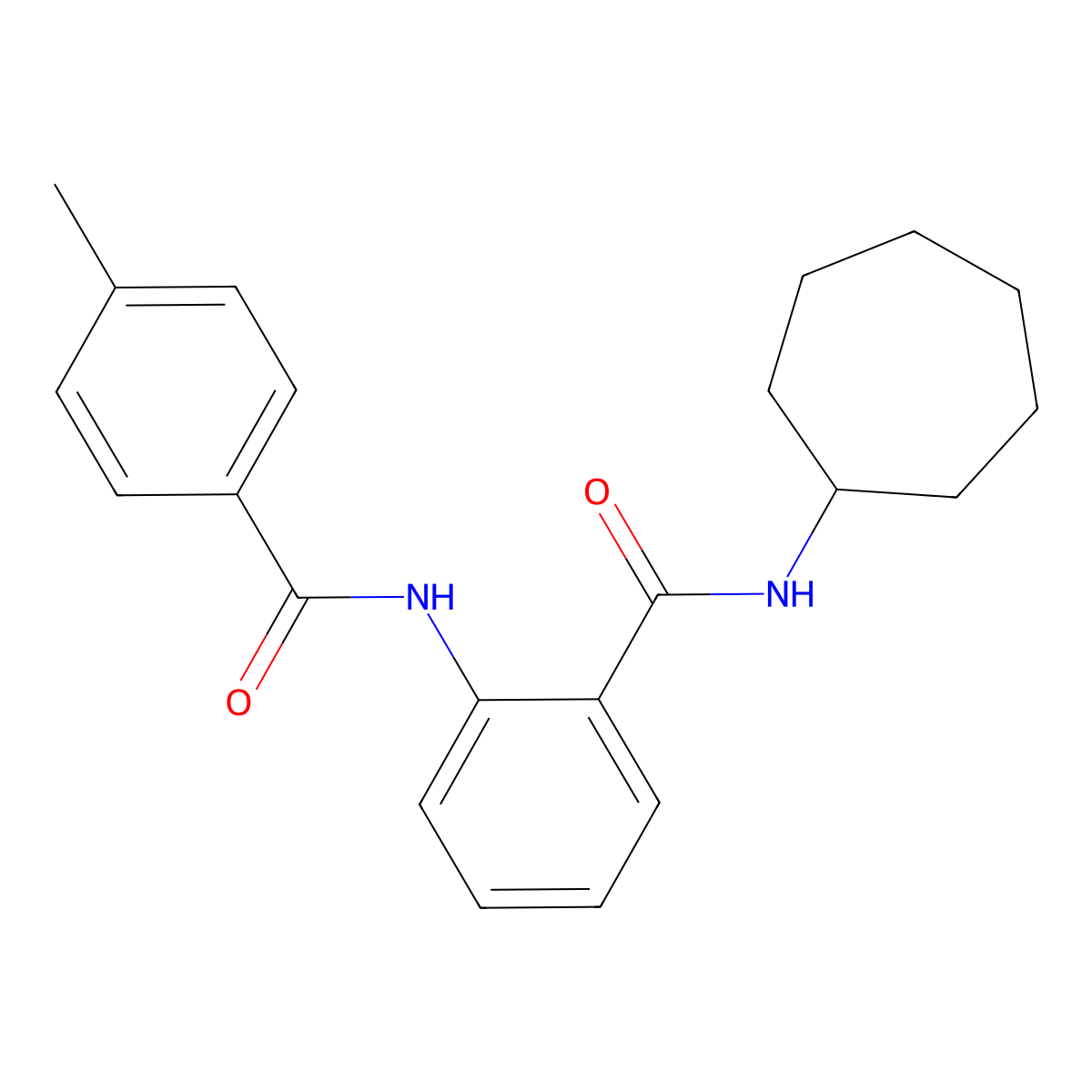 N-cycloheptyl-2-[(4-methylbenzoyl)amino]benzamide molecular structure, CAS 381702-20-1