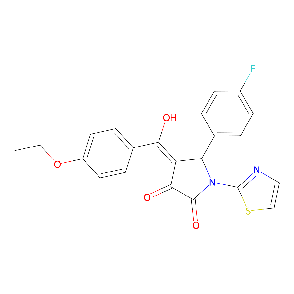 4-(4-Ethoxybenzoyl)-5-(4-fluorophenyl)-3-hydroxy-1-(thiazol-2-yl)-1,5-dihydro-2h-pyrrol-2-one molecular structure, CAS 381702-30-3