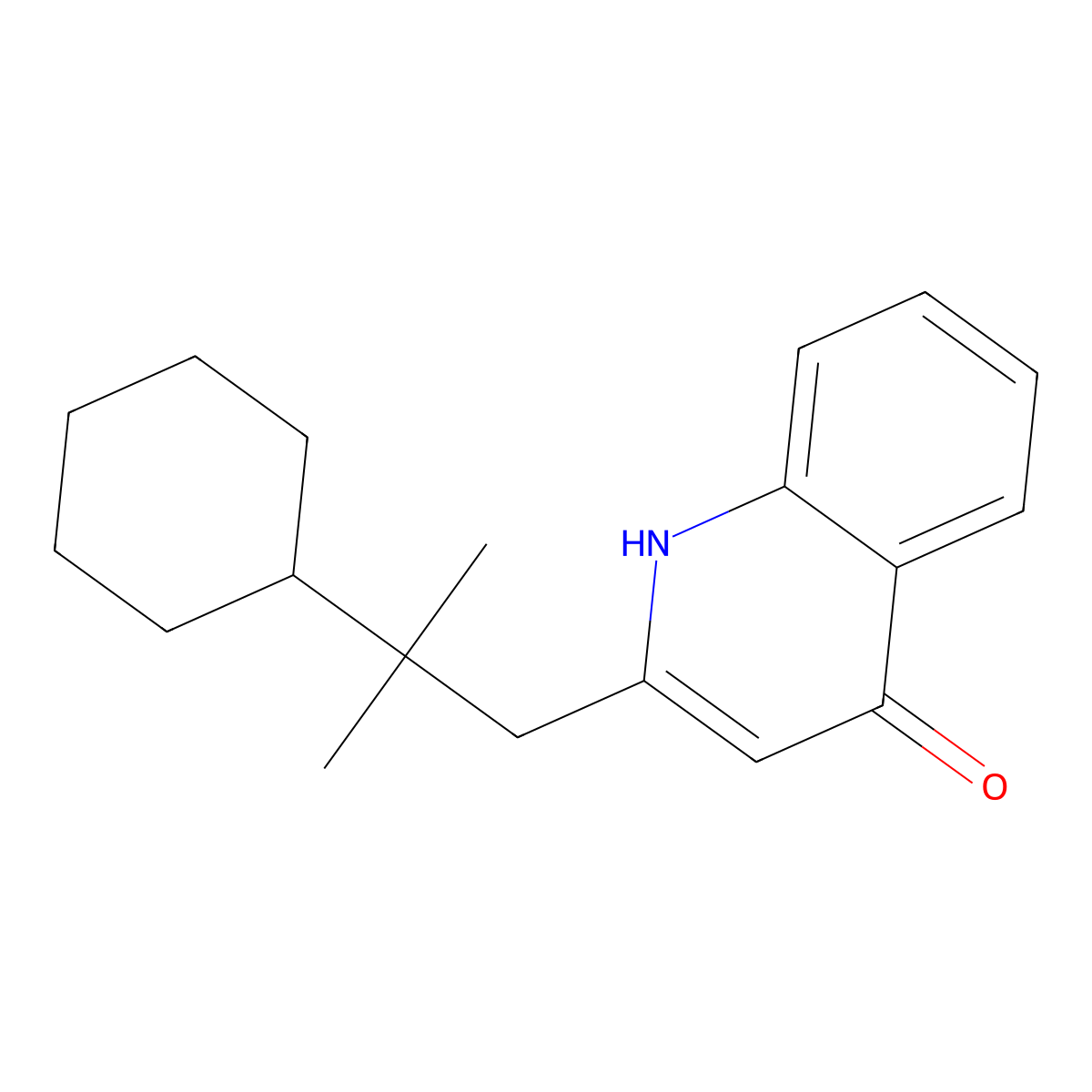 2-(2-cyclohexyl-2-methylpropyl)-1H-quinolin-4-one molecular structure, CAS 381702-39-2