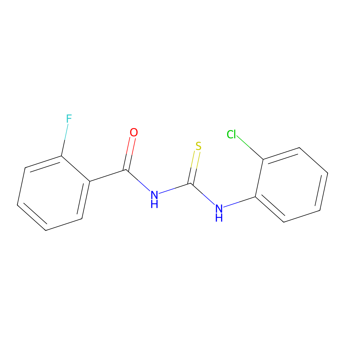 N-[(2-chlorophenyl)carbamothioyl]-2-fluorobenzamide molecular structure, CAS 381702-61-0