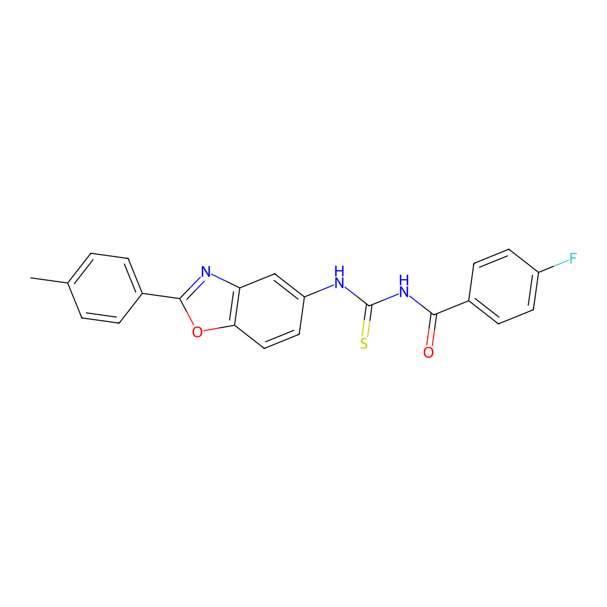 4-fluoro-N-[[2-(4-methylphenyl)-1,3-benzoxazol-5-yl]carbamothioyl]benzamide molecular structure, CAS 381702-93-8