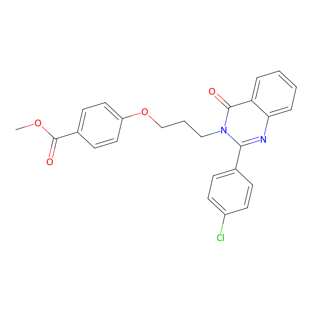 Methyl 4-[3-[2-(4-chlorophenyl)-4-oxoquinazolin-3-yl]propoxy]benzoate molecular structure, CAS 381703-02-2