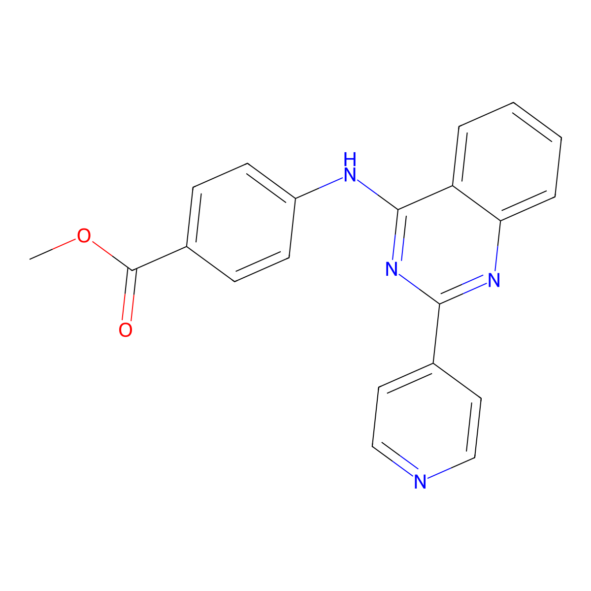 Methyl 4-[(2-pyridin-4-ylquinazolin-4-yl)amino]benzoate molecular structure, CAS 381703-10-2