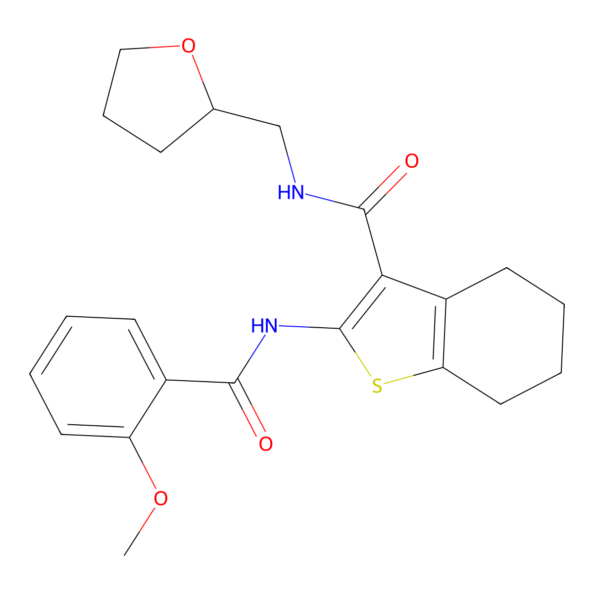 2-(2-methoxybenzamido)-N-[(oxolan-2-yl)methyl]-4,5,6,7-tetrahydro-1-benzothiophene-3-carboxamide molecular structure, CAS 381703-29-3