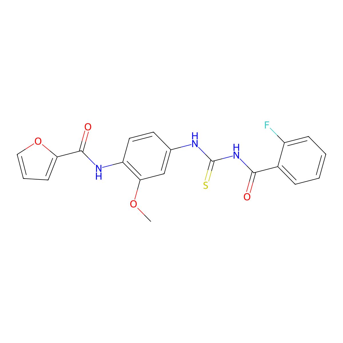 N-[4-[(2-fluorobenzoyl)carbamothioylamino]-2-methoxyphenyl]furan-2-carboxamide molecular structure, CAS 381703-69-1