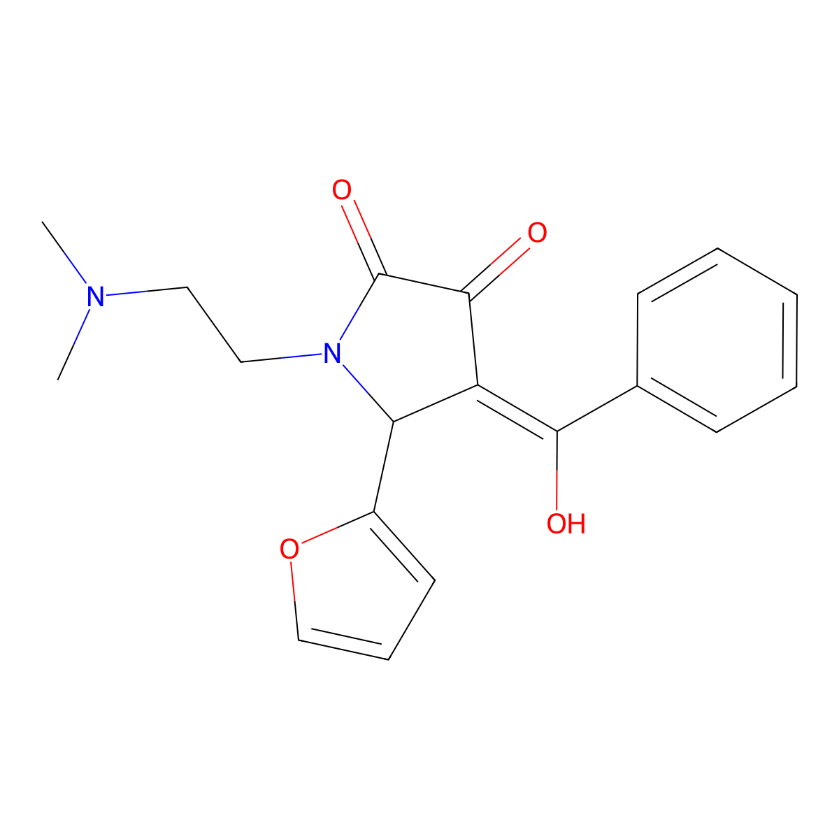4-benzoyl-1-[2-(dimethylamino)ethyl]-5-(furan-2-yl)-3-hydroxy-2,5-dihydro-1H-pyrrol-2-one molecular structure, CAS 381704-04-7