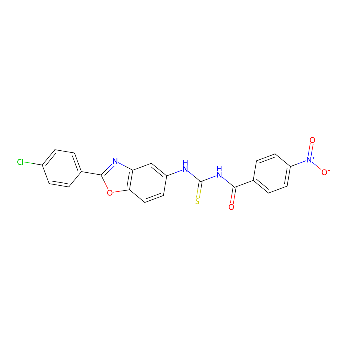 N-[[2-(4-chlorophenyl)-1,3-benzoxazol-5-yl]carbamothioyl]-4-nitrobenzamide molecular structure, CAS 381704-08-1