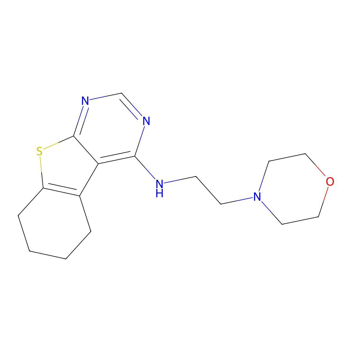 N-(2-morpholin-4-ylethyl)-5,6,7,8-tetrahydro-[1]benzothiolo[2,3-d]pyrimidin-4-amine molecular structure, CAS 381704-18-3