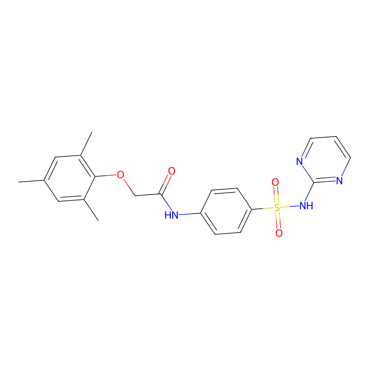 N-[4-(pyrimidin-2-ylsulfamoyl)phenyl]-2-(2,4,6-trimethylphenoxy)acetamide molecular structure, CAS 381704-62-7