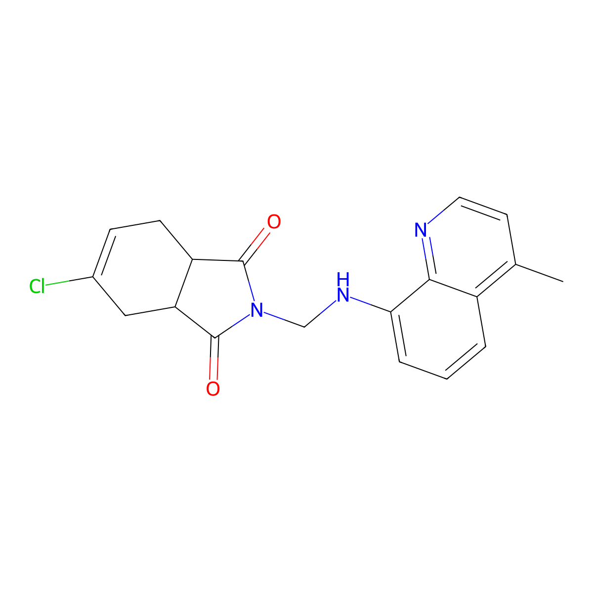 5-Chloro-2-[[(4-methylquinolin-8-yl)amino]methyl]-3a,4,7,7a-tetrahydroisoindole-1,3-dione molecular structure, CAS 381704-99-0