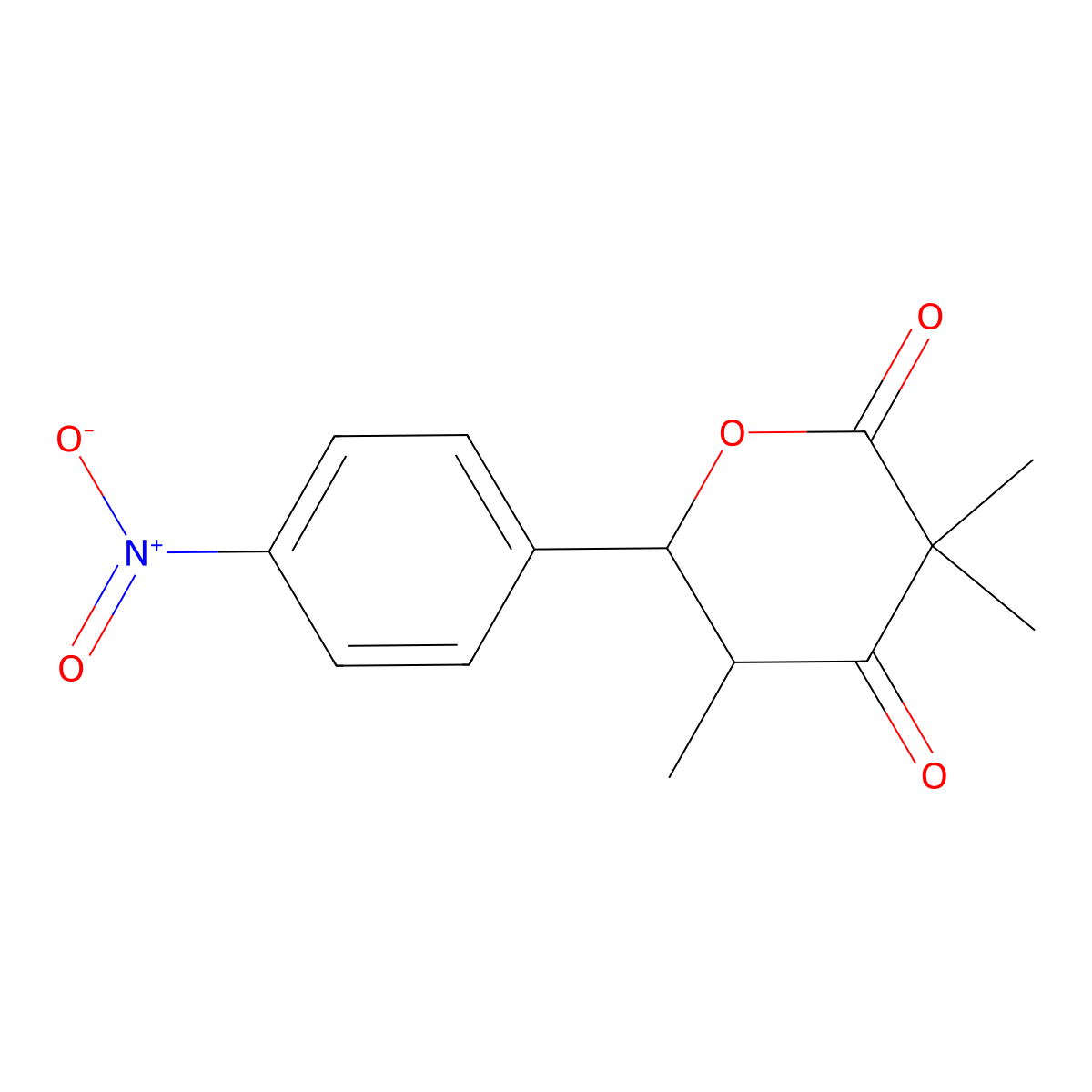 3,3,5-Trimethyl-6-(4-nitrophenyl)oxane-2,4-dione molecular structure, CAS 381705-23-3