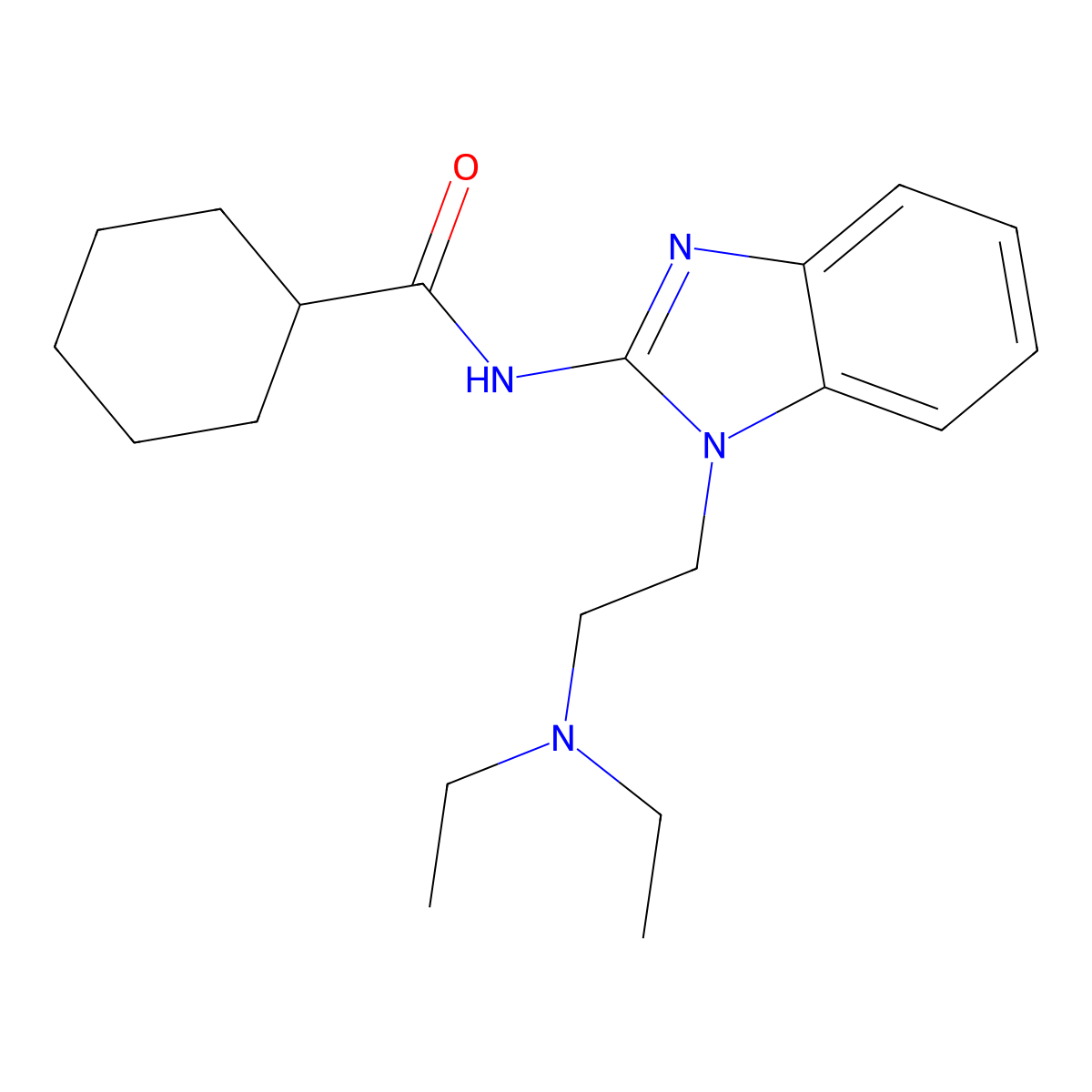 N-{1-[2-(diethylamino)ethyl]-1H-benzimidazol-2-yl}cyclohexanecarboxamide molecular structure, CAS 381705-24-4