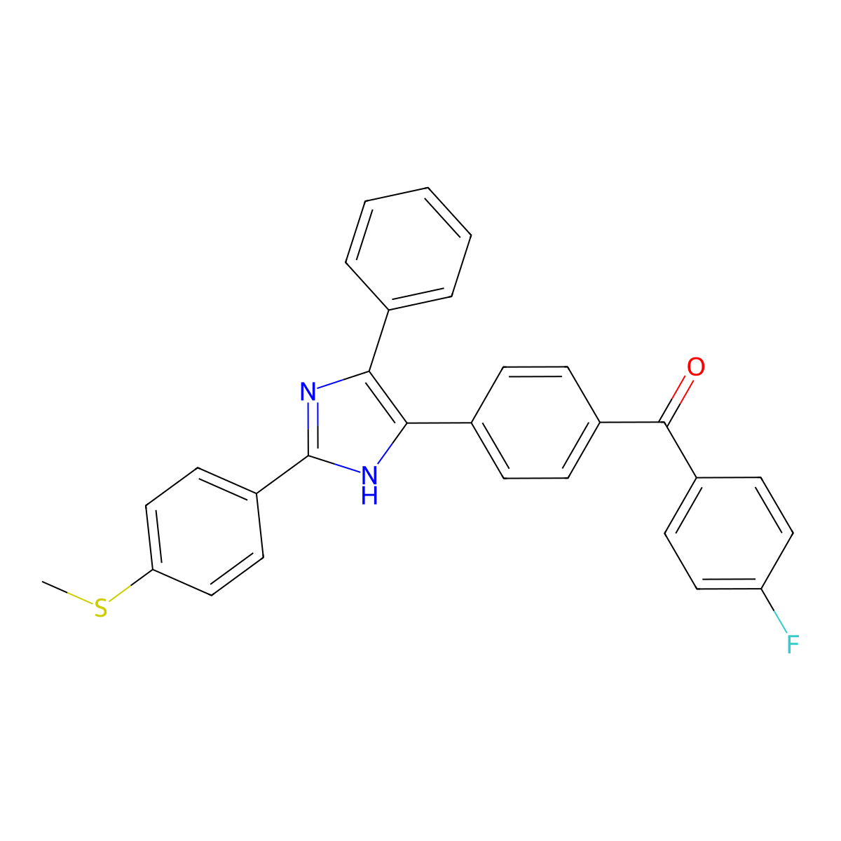 (4-fluorophenyl)-[4-[2-(4-methylsulfanylphenyl)-4-phenyl-1H-imidazol-5-yl]phenyl]methanone molecular structure, CAS 381705-65-3