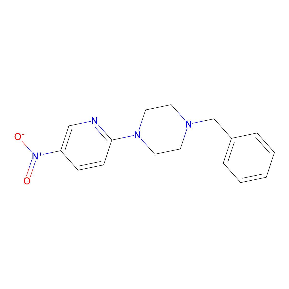 1-Benzyl-4-(5-nitropyridin-2-yl)piperazine molecular structure, CAS 381706-35-0