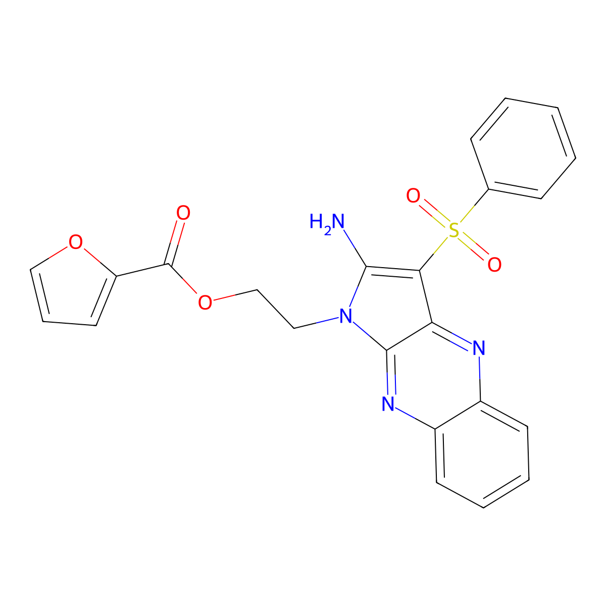 2-[2-amino-3-(phenylsulfonyl)-1H-pyrrolo[2,3-b]quinoxalin-1-yl]ethyl 2-furoate molecular structure, CAS 381706-39-4