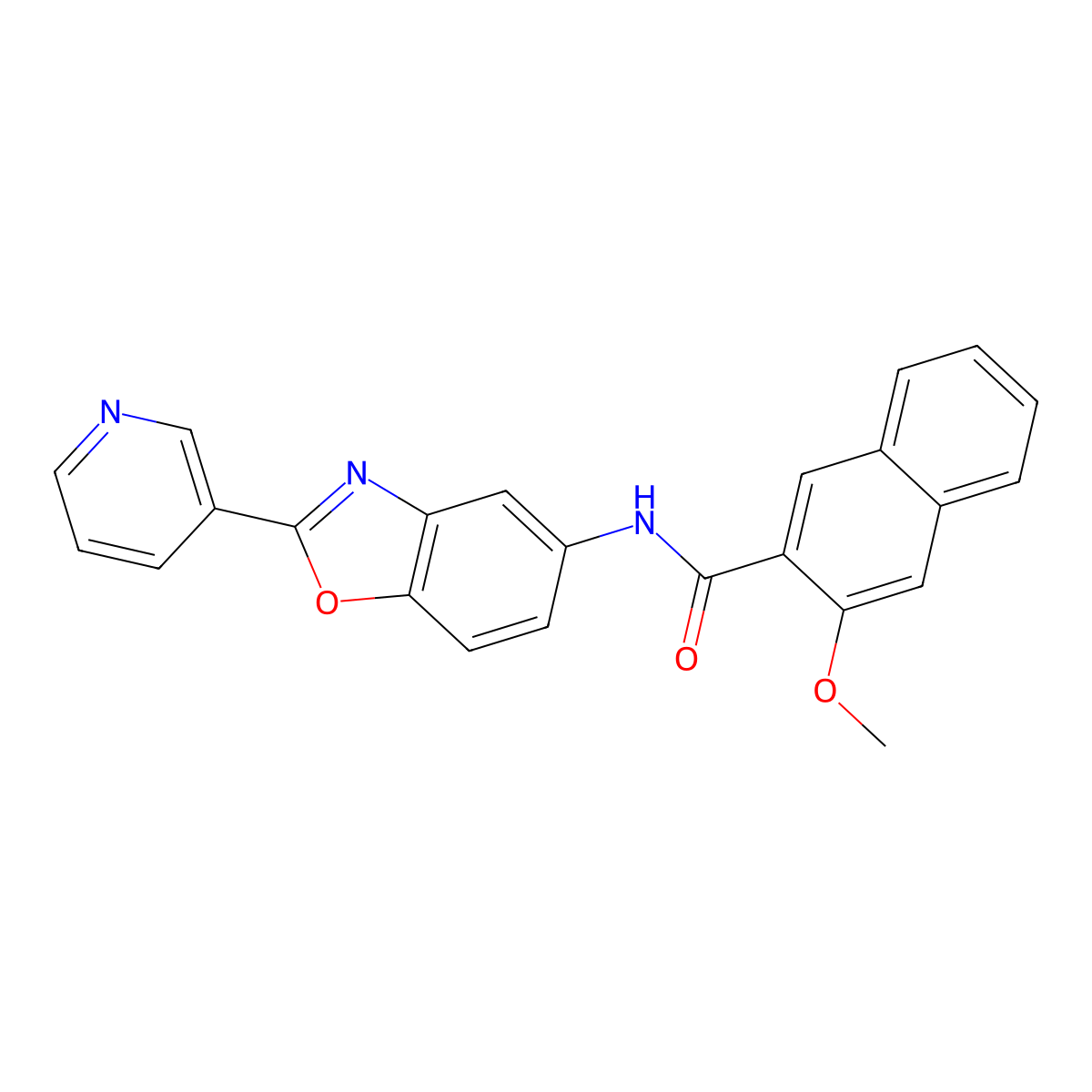 3-methoxy-N-[2-(3-pyridinyl)-1,3-benzoxazol-5-yl]-2-naphthamide molecular structure, CAS 381706-60-1