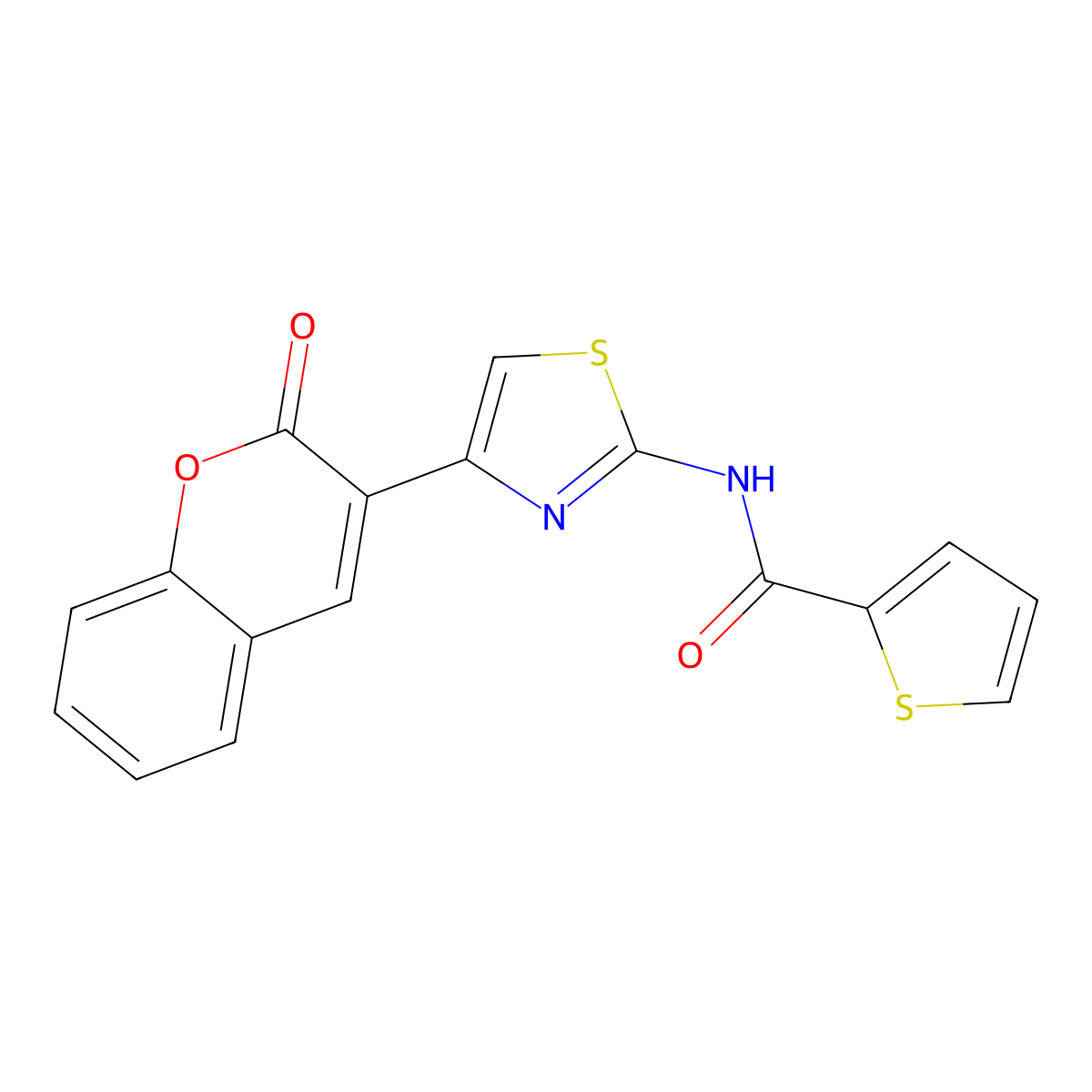 N-[4-(2-oxo-2H-chromen-3-yl)-1,3-thiazol-2-yl]thiophene-2-carboxamide molecular structure, CAS 381706-74-7