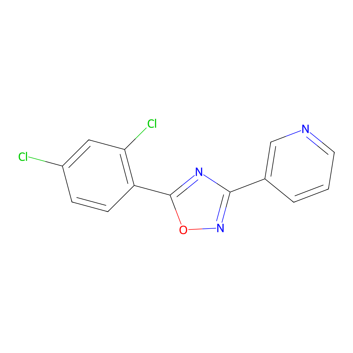 3-[5-(2,4-Dichlorophenyl)-1,2,4-oxadiazol-3-yl]pyridine molecular structure, CAS 381707-43-3