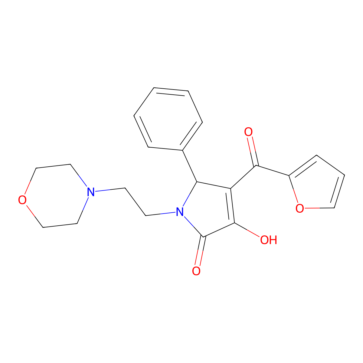 4-(furan-2-carbonyl)-3-hydroxy-1-(2-morpholinoethyl)-5-phenyl-1H-pyrrol-2(5H)-one molecular structure, CAS 381707-58-0