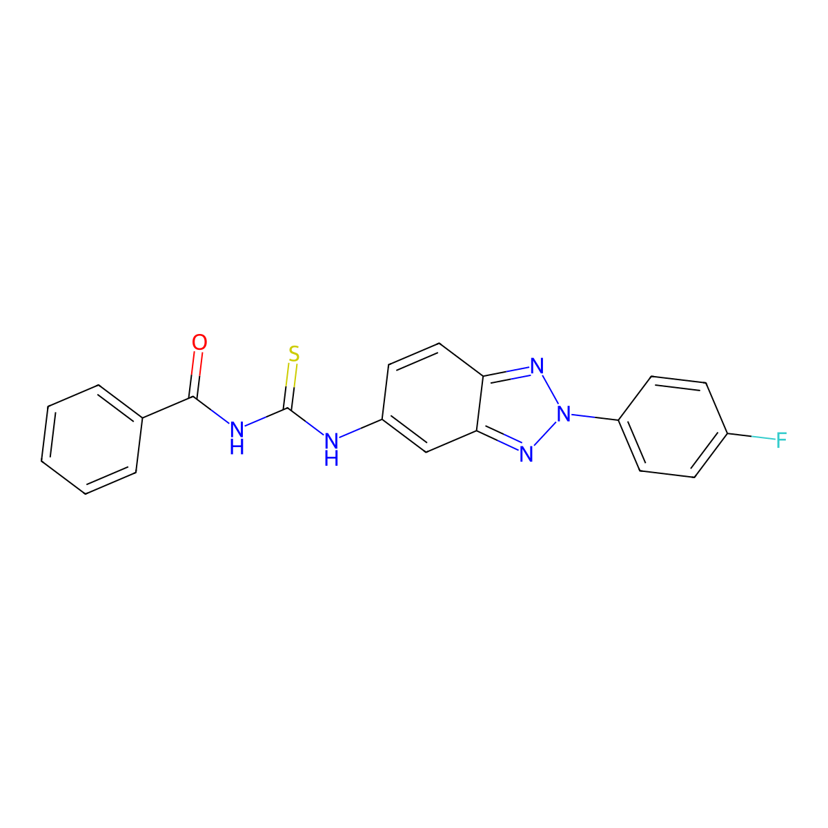 N-[[2-(4-fluorophenyl)benzotriazol-5-yl]carbamothioyl]benzamide molecular structure, CAS 381707-93-3