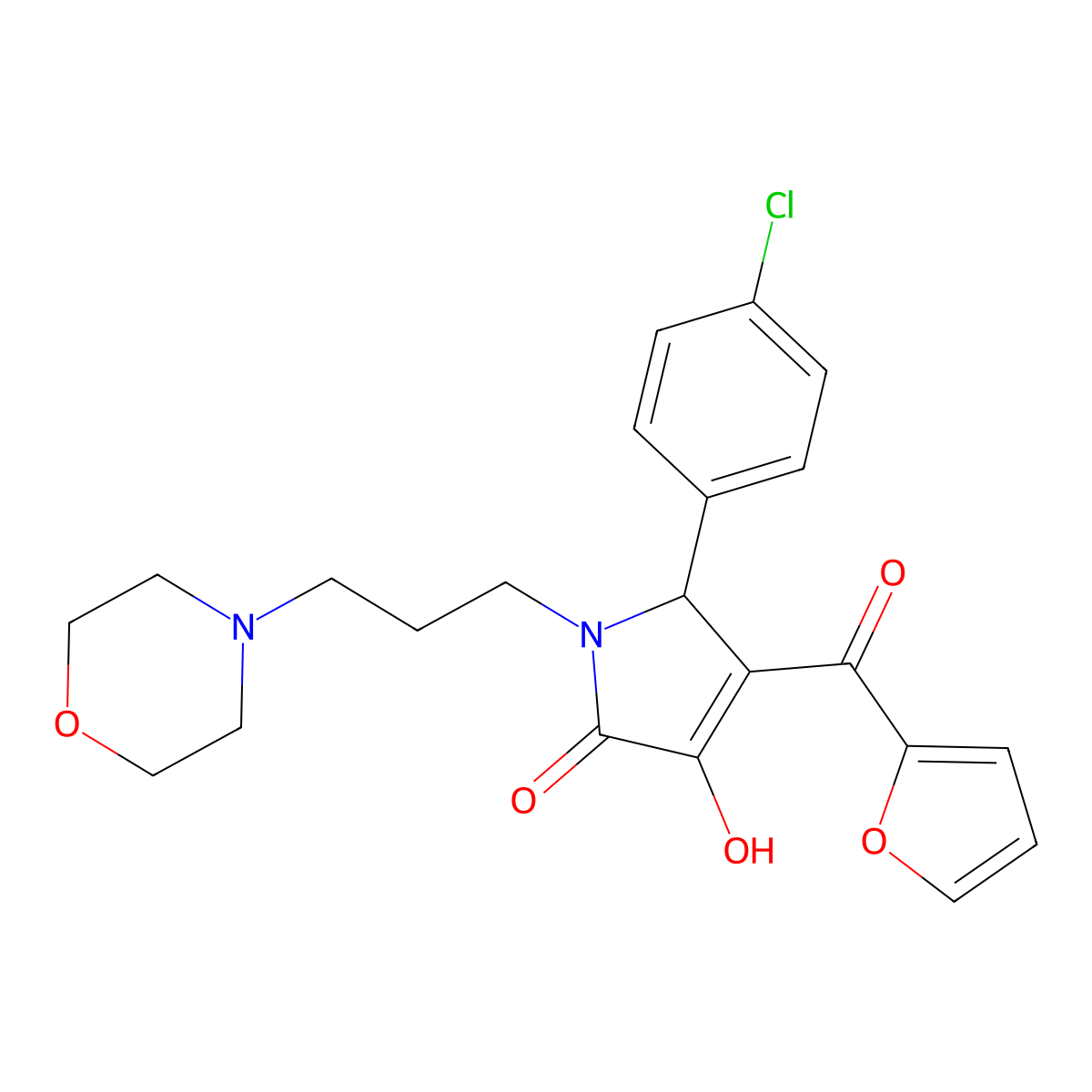 5-(4-chlorophenyl)-4-(furan-2-carbonyl)-3-hydroxy-1-(3-morpholinopropyl)-1H-pyrrol-2(5H)-one molecular structure, CAS 381708-46-9