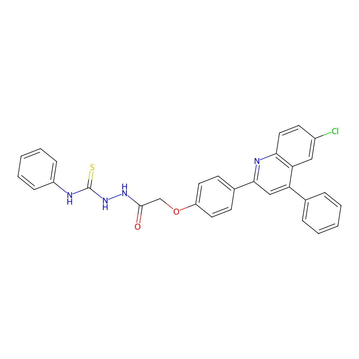 2-(2-(4-(6-chloro-4-phenylquinolin-2-yl)phenoxy)acetyl)-N-phenylhydrazinecarbothioamide molecular structure, CAS 381709-35-9