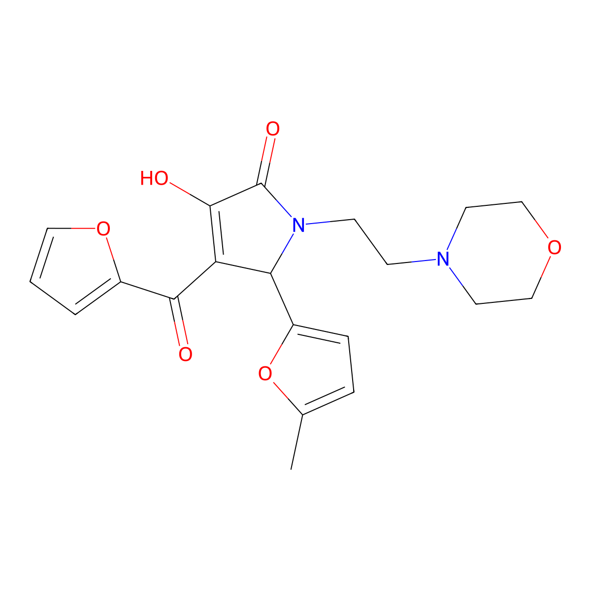 4-(2-Furylcarbonyl)-3-hydroxy-5-(5-methyl(2-furyl))-1-(2-morpholin-4-ylethyl)-3-pyrrolin-2-one molecular structure, CAS 381709-76-8