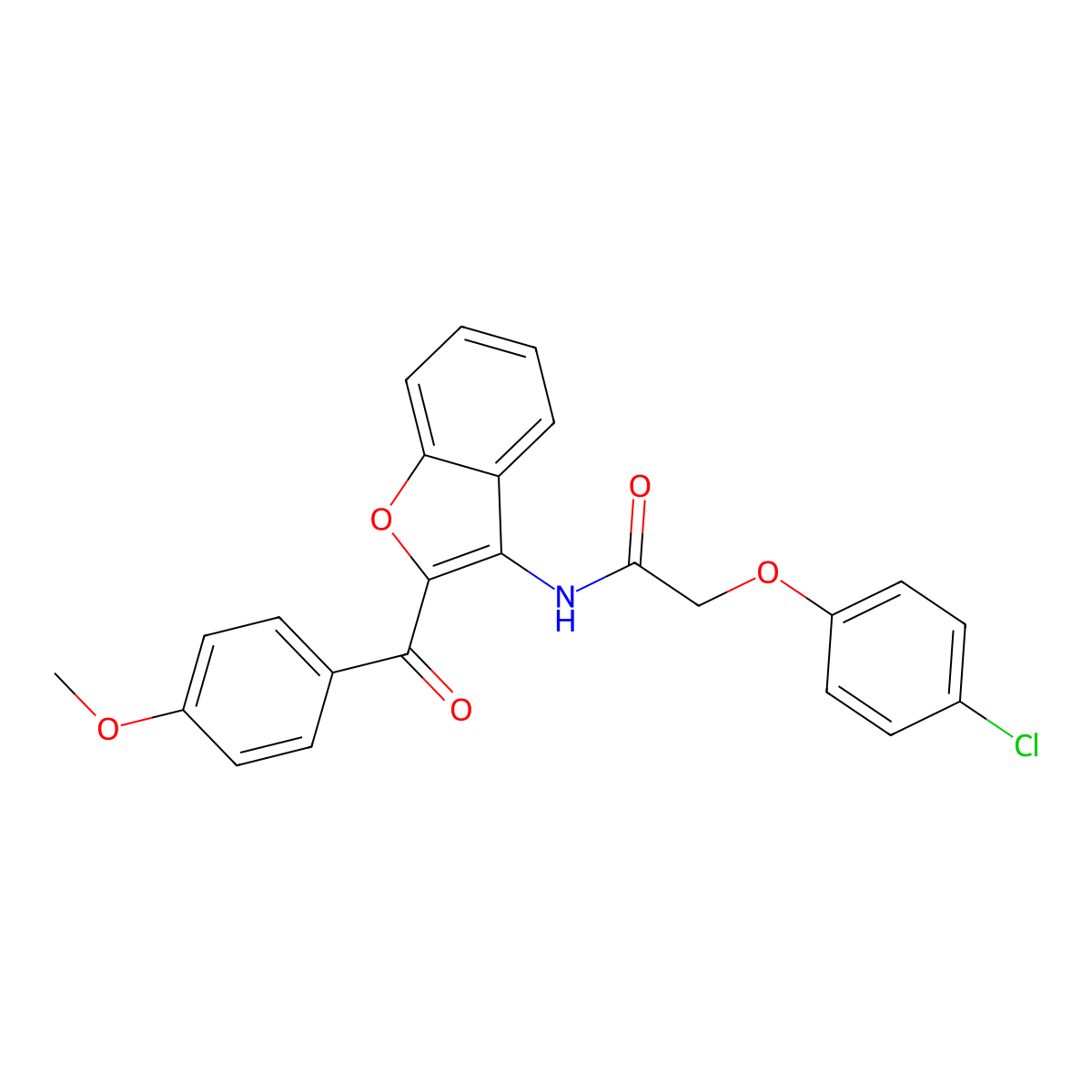 2-(4-chlorophenoxy)-N-[2-(4-methoxybenzoyl)-1-benzofuran-3-yl]acetamide molecular structure, CAS 381709-98-4